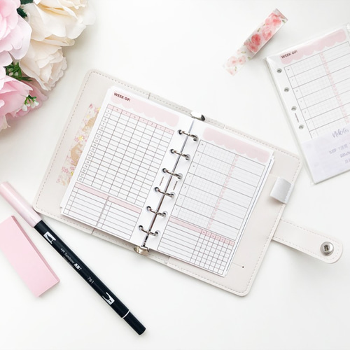 001-M6～A5》沢山プランできる可愛いパステル色スカラップの一週間分