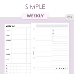 《002-M5～A5》ウィークリー カスタマイズしやすいシンプルな一週間分 システム手帳リフィル 1枚目の画像