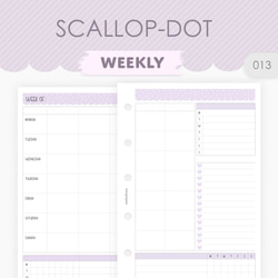 《013-M5～A5》ウィークリー カスタマイズしやすいかわいいスカラップ一週間分 システム手帳リフィル 1枚目の画像