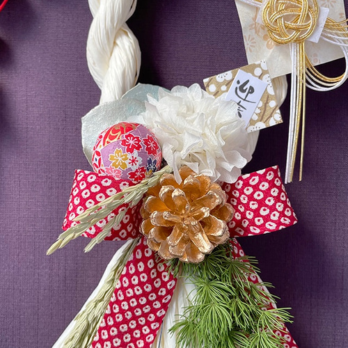 2022正月】タッセル正月飾り白/ホワイト（幅20×丈38cm） しめ縄