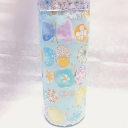 ボトルカバー　水筒カバー　花柄　水色 3枚目の画像