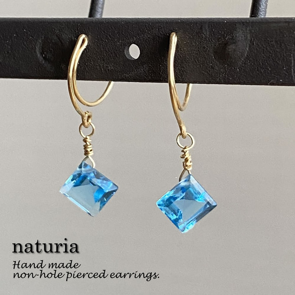 マルモ◆スイスブルートパーズ×淡水パール フープピアス マルモ様専用◇スイスブルートパーズ×淡水パール フープピアス
