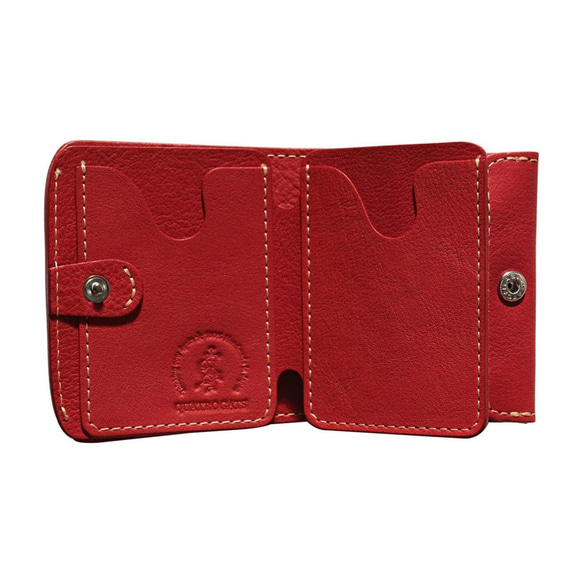 小さいふ。コンチャ 「栃木レザーOilヌメシリーズ オイルレッド」赤 ミニ財布 小さい財布 コンパクト財布 4枚目の画像