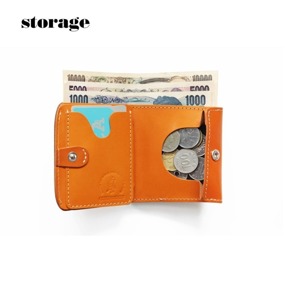小さいふ。コンチャ 「栃木レザーOilヌメシリーズ オイルレッド」赤 ミニ財布 小さい財布 コンパクト財布 8枚目の画像