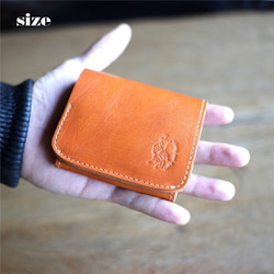 小さいふ。コンチャ 「栃木レザーOilヌメシリーズ オイルレッド」赤 ミニ財布 小さい財布 コンパクト財布 7枚目の画像