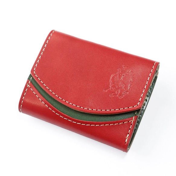 小さいふ。ペケーニョ 「栃木レザー tomato トマト」赤×緑×白