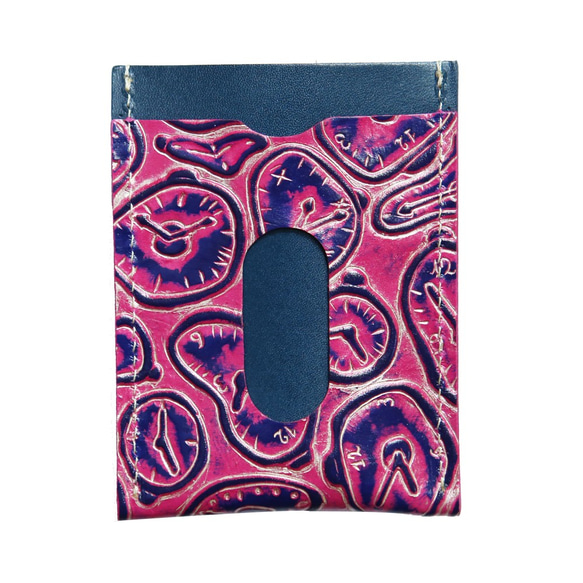 【ヌメ革 定期入れ 】引っ張るレザーカードケース 定期ポケット付き クアトロガッツ ダリローズ 2枚目の画像