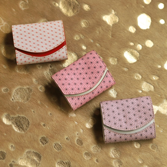 小さいふ。ペケーニョ 日本の伝統紋様シリーズ「麻の葉 スミレ Sumire」ミニ財布 2枚目の画像
