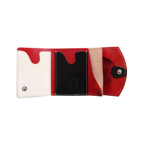 小さいふ。ペケーニョ イタリアンレザー+アートシリーズ「あかてんとう虫」赤×黒 ミニ財布 4枚目の画像