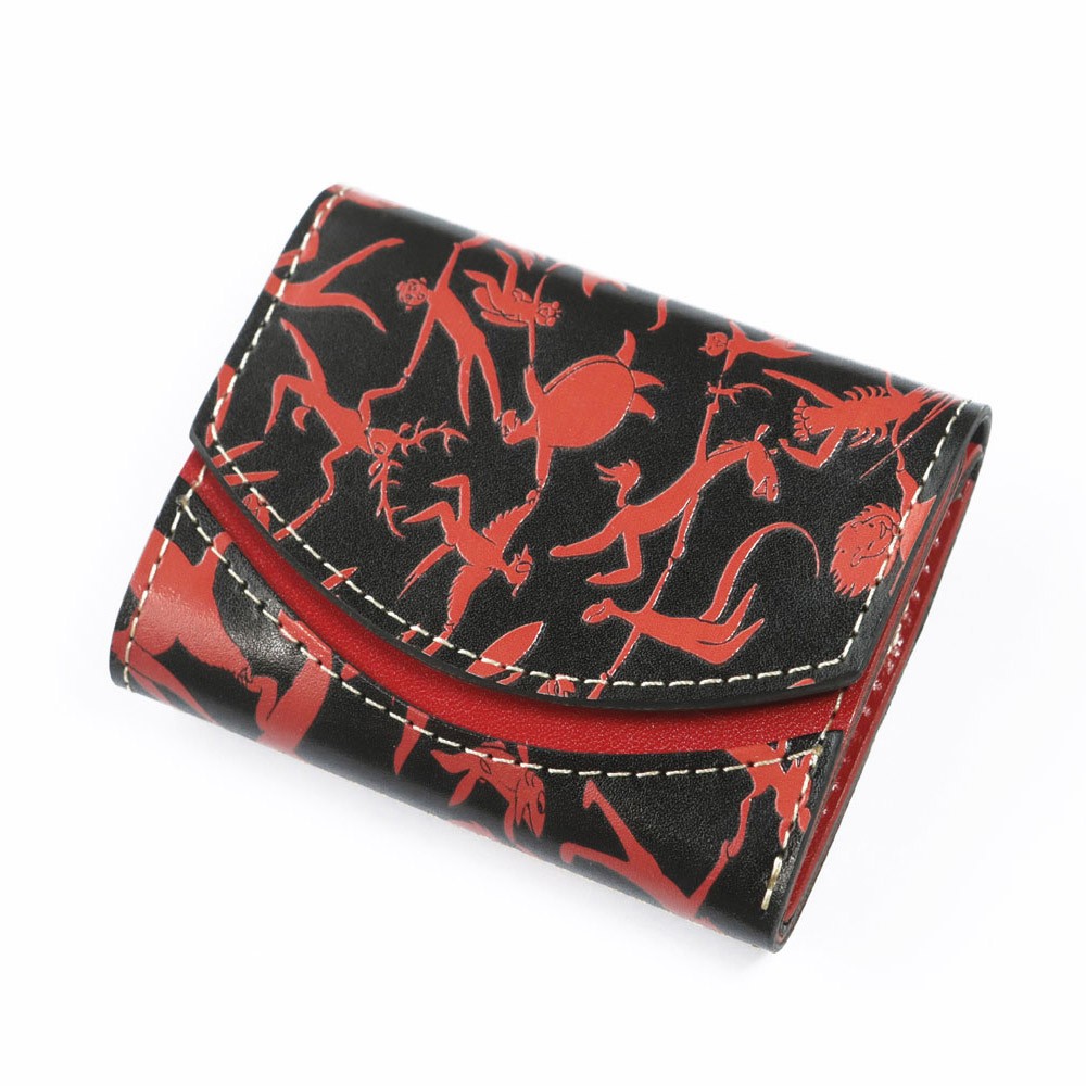 小さいふ。ペケーニョ 偉人シリーズ 「手塚治虫 ブッダ （ブラック×レッド）」栃木レザー黒