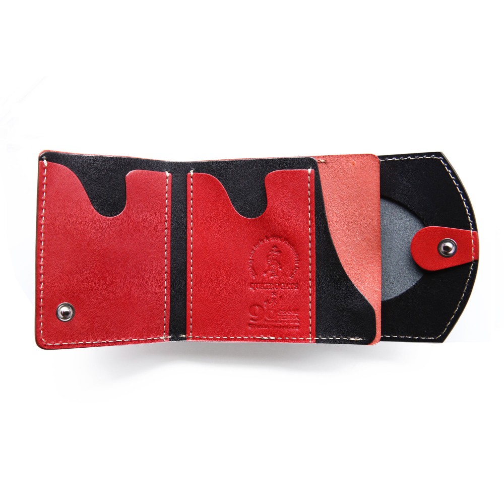 小さいふ。ペケーニョ 偉人シリーズ 「手塚治虫 ブッダ （ブラック×レッド）」栃木レザー黒