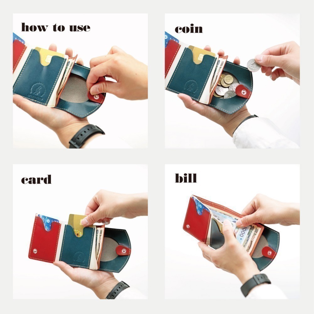 小さいふ。ペケーニョ 偉人シリーズ 「手塚治虫 ブッダ （ブラック×レッド）」栃木レザー黒