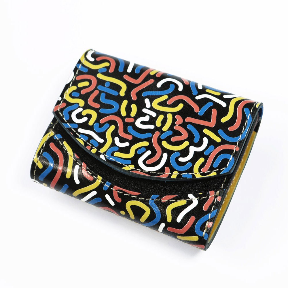 小さいふ。ペケーニョ アートシリーズ「SAFE FLIGHT！」-良い旅を！-BARCELONA 栃木レザー黒