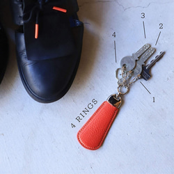 【 イタリアンアートレザー × 職人 ダリ ネイビー】 キーリング付き 靴べら 携帯用 ミニ シューホーン 7枚目の画像
