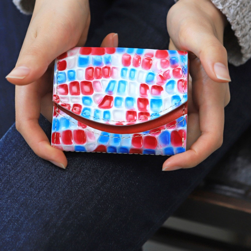 小さいふ。ペケーニョ ステンドグラスシリーズ「stendglass　カルメン」赤×青