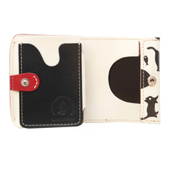 小さいふ。コンチャ アートシリーズ「ホルスタinネコ」白×黒　ミニ財布 小さい財布 コンパクト財布 3枚目の画像