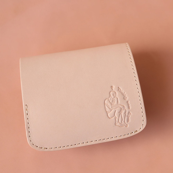 小さいふ。コンチャ 栃木レザー素-su-シリーズ「考える人」ヌメ ミニ財布 小さい財布 コンパクト財布 1枚目の画像