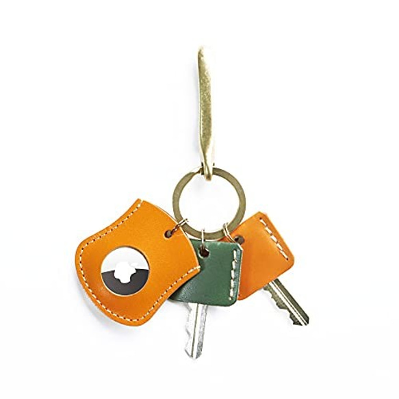 アップル 革のエアタグケース 鍵の服セット「栃木レザー キャメル  