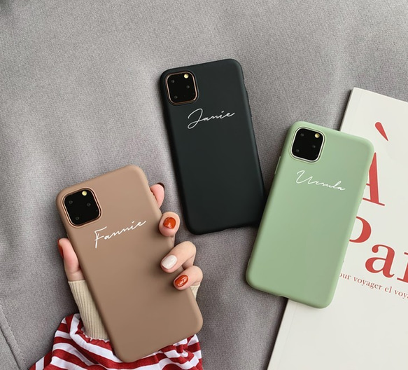 【名前入れスマホケース 】iphone全機種対応８カラー　送料無料　シンプル　スマホケース 2枚目の画像