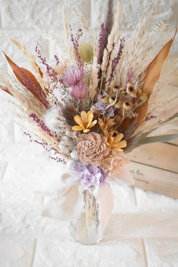 ドライフラワースワッグ　大きめ　ウエディングブーケ　前撮り　グレビレア　壁掛け ドライフラワースワッグ 大きめ ウエディングブーケ 前撮り グレビレア