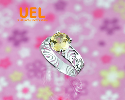 さくらインカット®リング ライトシトリン 8mm SLIVER925 指輪