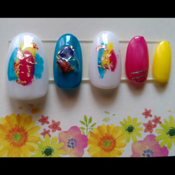 NO.06 》カラフルドットネイル ネイルチップ（つけ爪） シャチベベ