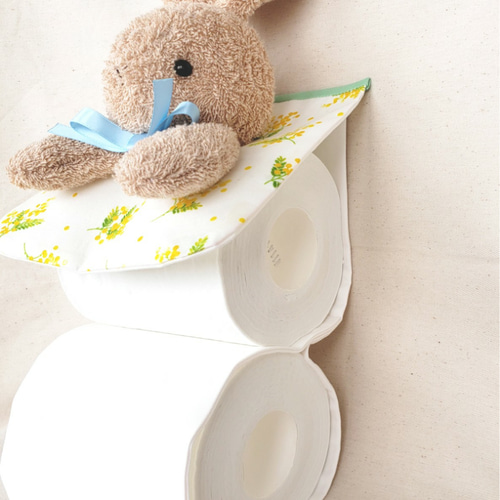 ♡うさぎがひょっこりと出ているトイレットペーパーホルダー♡ ミモザ