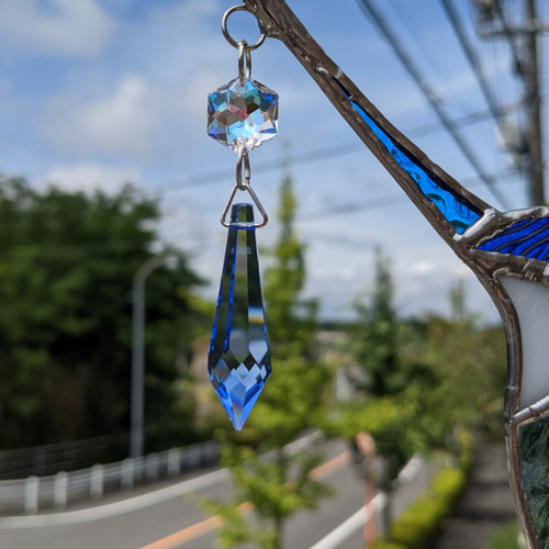 ハチドリのステンドグラス カラー サンキャッチャー あがりふじ 通販