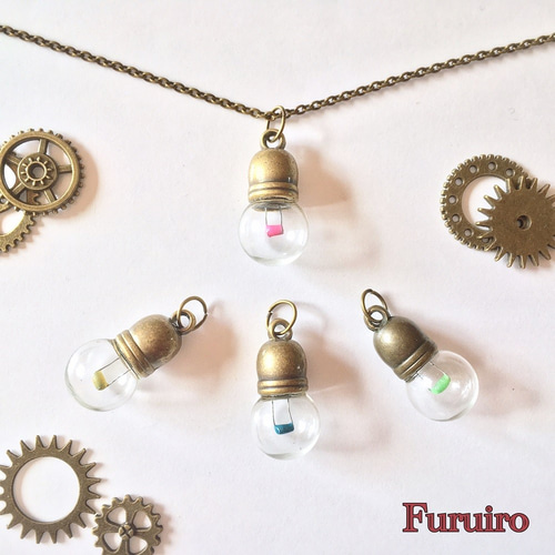 4色＊チェーンネックレス 蓄光☆リアルなレトロ豆電球 ネックレス