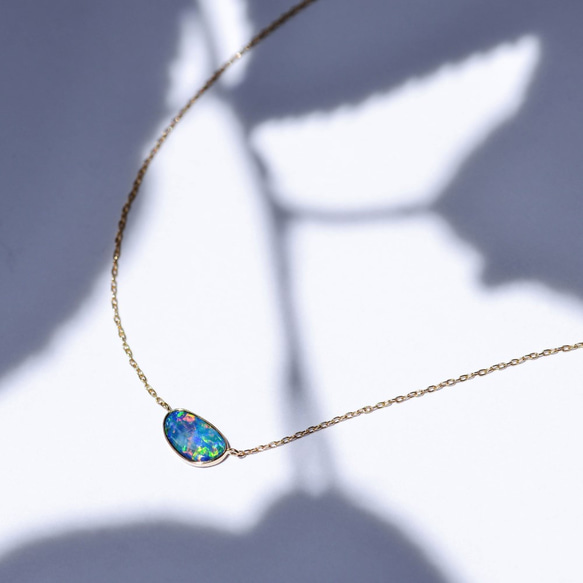 Azure Blue -Necklace-◇K18YG/PG×Opal 2枚目の画像