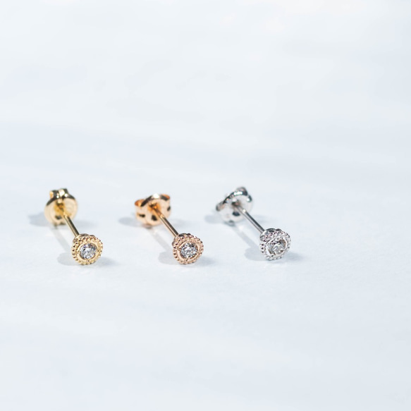 Verseau -Pierce-◇K18WG×Diamond 0.03ct 1pair 1枚目の画像