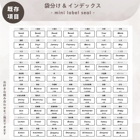 選べる！袋分けminiラベルシール　インデックスや袋分け管理におすすめ！ 〜お好きな組み合わせ可能〜 2枚目の画像