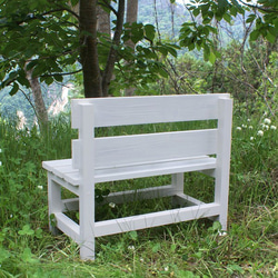木製ミニベンチ（スタンダード型）　花台　フラワースタンド　☆ホワイト☆ 2枚目の画像