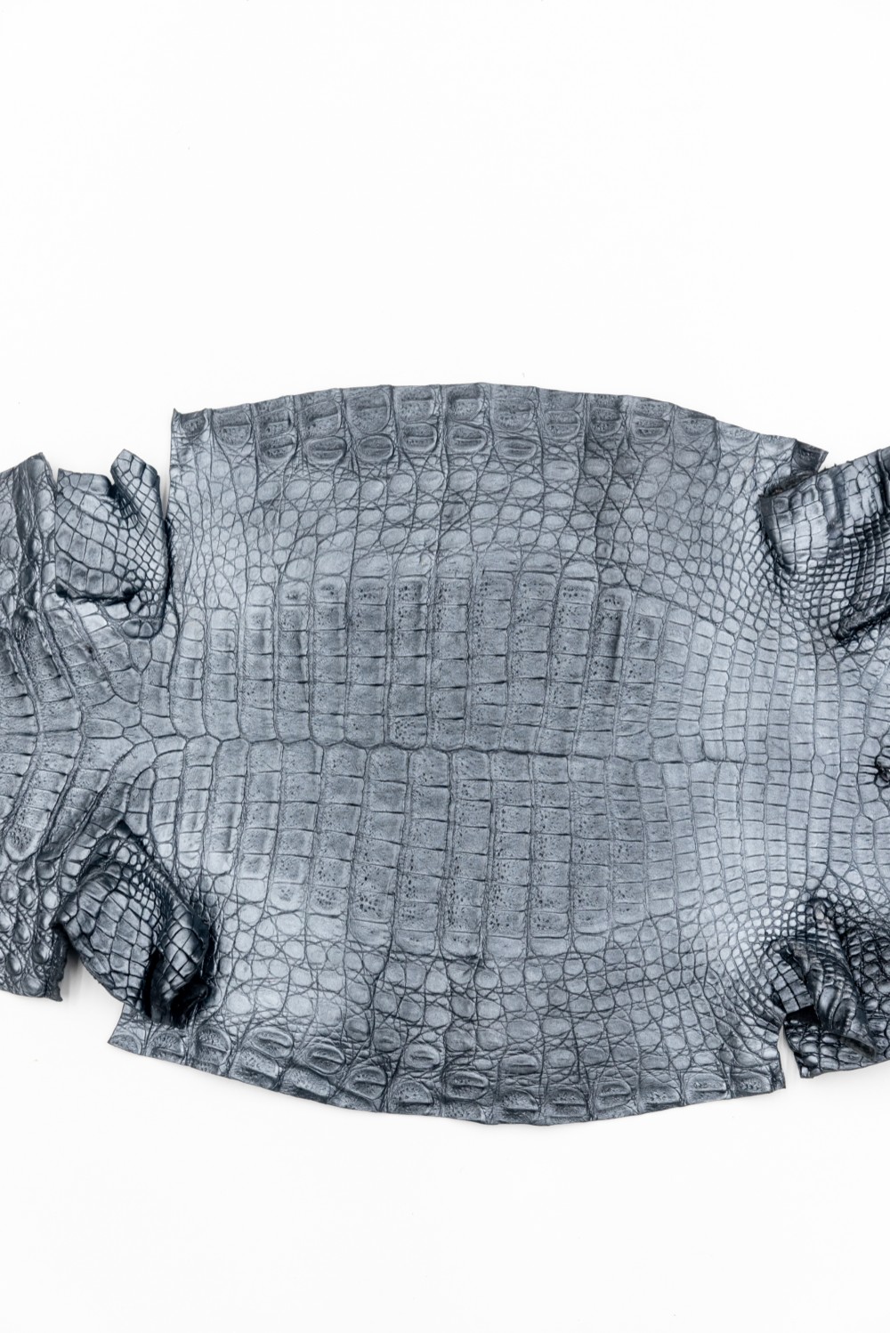 ワニ革　マット　ブルーシルバー