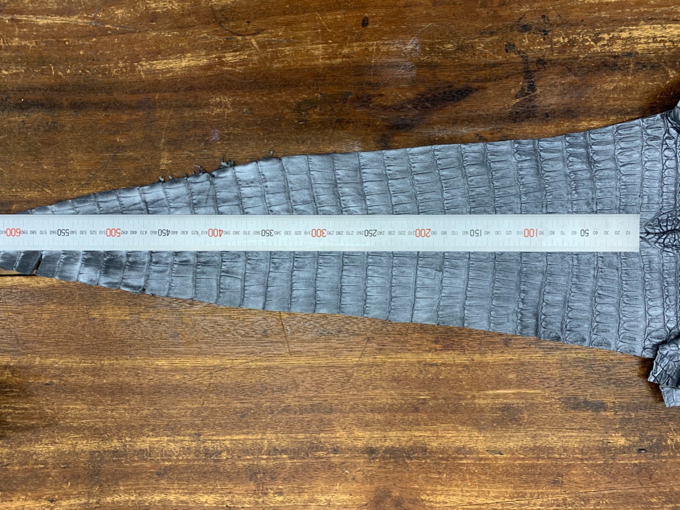 ワニ革　マット　ブルーシルバー