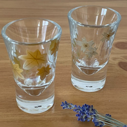 「春秋」蒔絵ポリカーボネート製ショットグラス　日本酒グラス　ペア 1枚目の画像