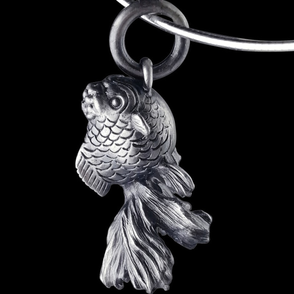 オリジナル 手彫り 獅子頭 金魚 925 純銀製 フルソリッド ペンダント ネックレス 贈り物 縁起の良い 1枚目の画像