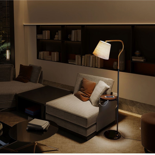 送料無料！ベッドサイドテーブル、フロアランプ、木製家具、北欧風