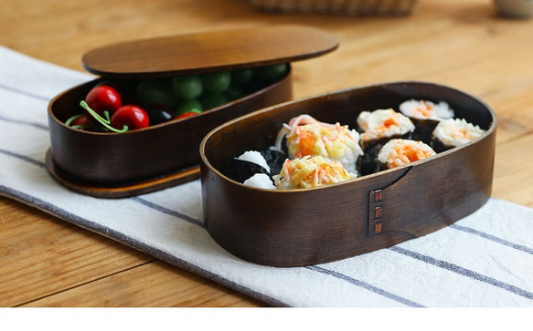 レトロランチボックス無地ポータブル木製学生日本食配達ボックス寿司ボックスカスタマイズ可能 2枚目の画像