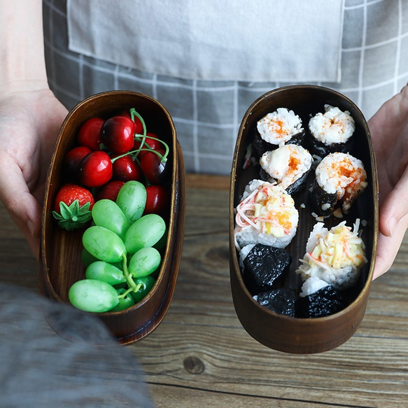 レトロランチボックス無地ポータブル木製学生日本食配達ボックス寿司ボックスカスタマイズ可能 4枚目の画像