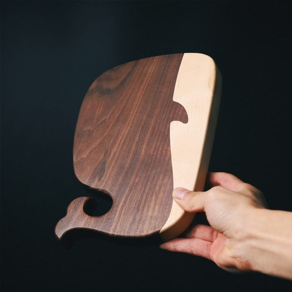 クリエイティブブラックウォールナットウッド無塗装クジラまな板無垢材まな板補完フードボード寿司ピザトレーアフタヌーンティー 9枚目の画像