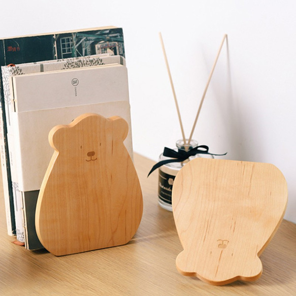 黒クルミのブックエンド、かわいいオフィス学生の木製のブックエンド、シンプルなブックエンド 6枚目の画像