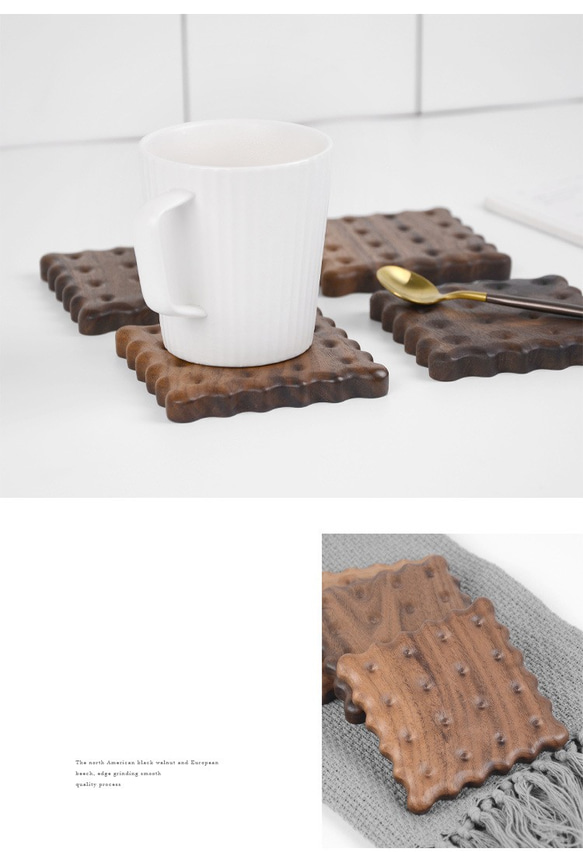 無垢材のコースター、無垢材のクルミ材のビスケット、コーヒーカップマット、シンプルな無垢材のコースター 8枚目の画像