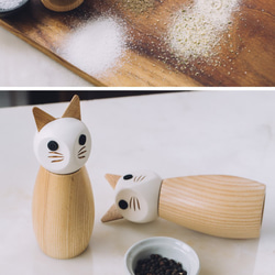 猫胡椒挽き器キッチンマニュアル挽きたての胡椒、ごま、海塩、木製黒胡椒挽き器 10枚目の画像