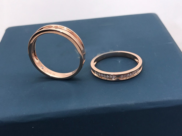 手作受注制作K18のゴールドcouple ring love名入れ可能/結婚指輪/天然ダイヤモンド リングローズゴールド 5枚目の画像