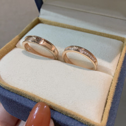 手作受注制作K18のゴールドcouple ring love名入れ可能/結婚指輪/天然ダイヤモンド リングローズゴールド 9枚目の画像