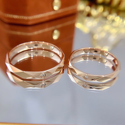 送料込み　手作り受注制作K18のゴールドcouple ring love名入れ可能/結婚指輪/天然ダイヤモンド リング 7枚目の画像