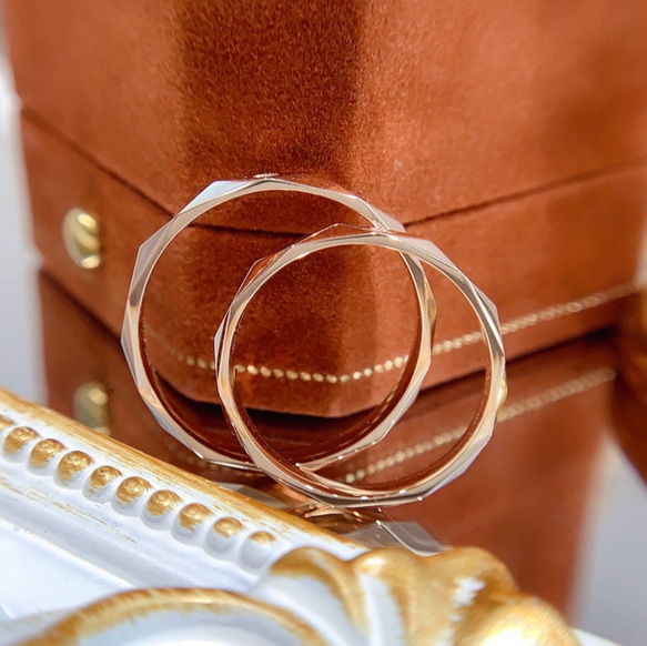 送料込み　手作り受注制作K18のゴールドcouple ring love名入れ可能/結婚指輪/天然ダイヤモンド リング 8枚目の画像
