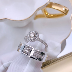 重い設計の大きいカラットのダイヤモンドリング18kゴールドの結婚指輪2本価格ダイヤモンドの輝きを際立たせ、クラシック 2枚目の画像