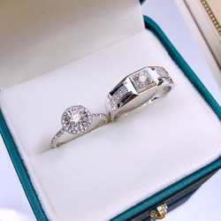 重い設計の大きいカラットのダイヤモンドリング18kゴールドの結婚指輪2本価格ダイヤモンドの輝きを際立たせ、クラシック 4枚目の画像